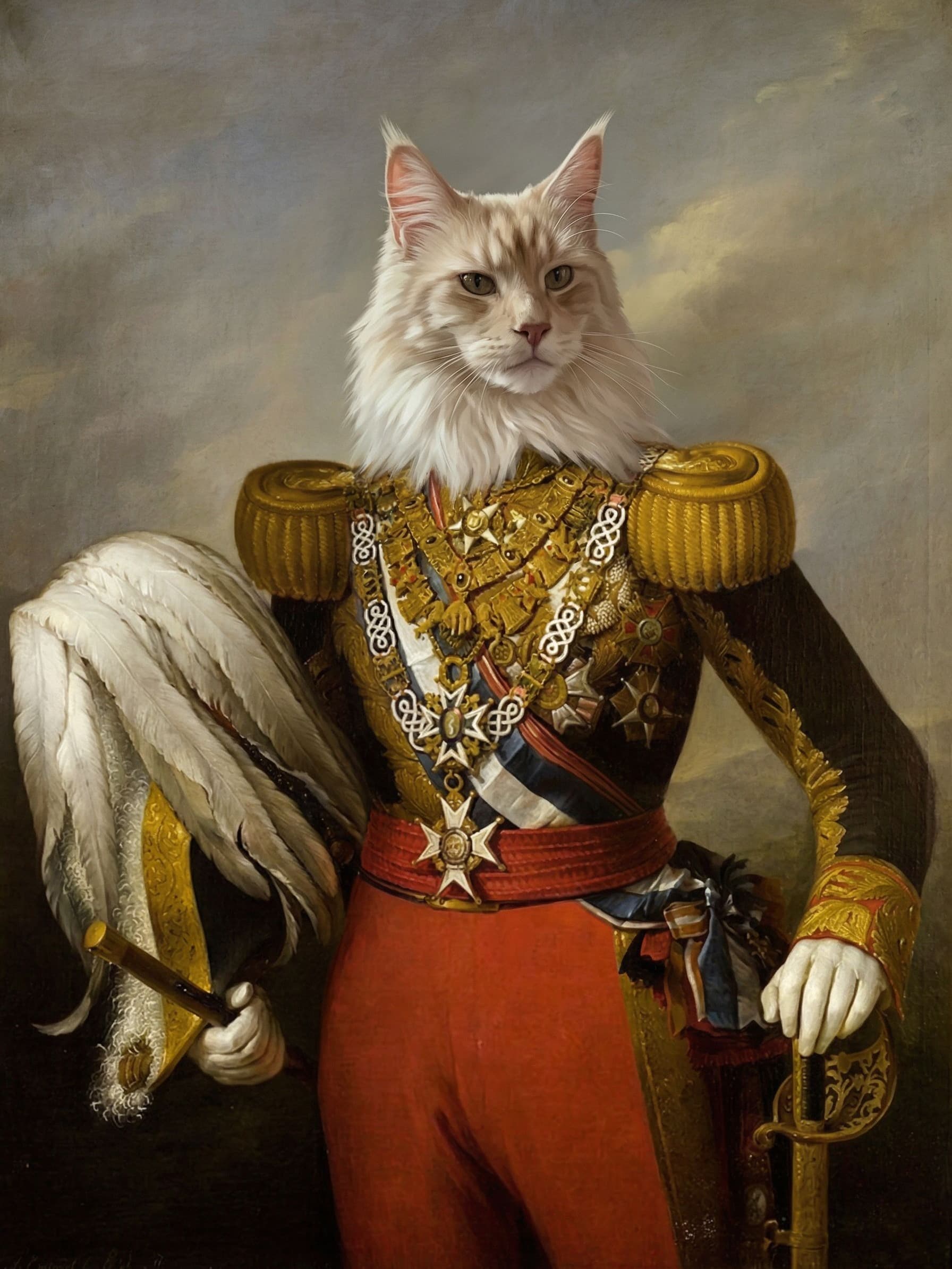Cat as queen on a royal AI portrait