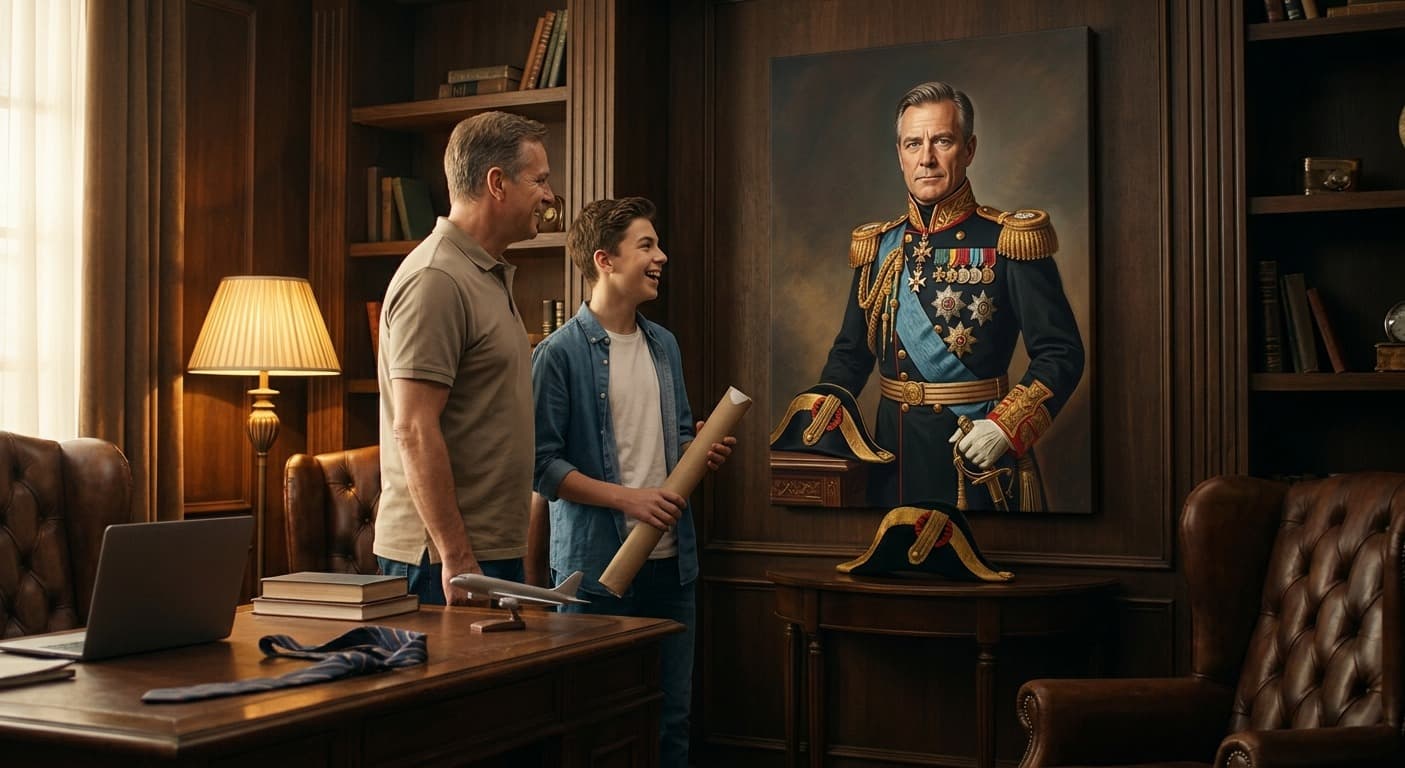 Father's Day gift: personalized AI portrait of dad as a decorated general