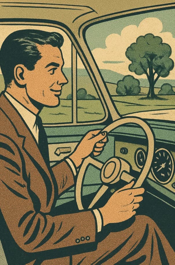 Retro 60's man in the car