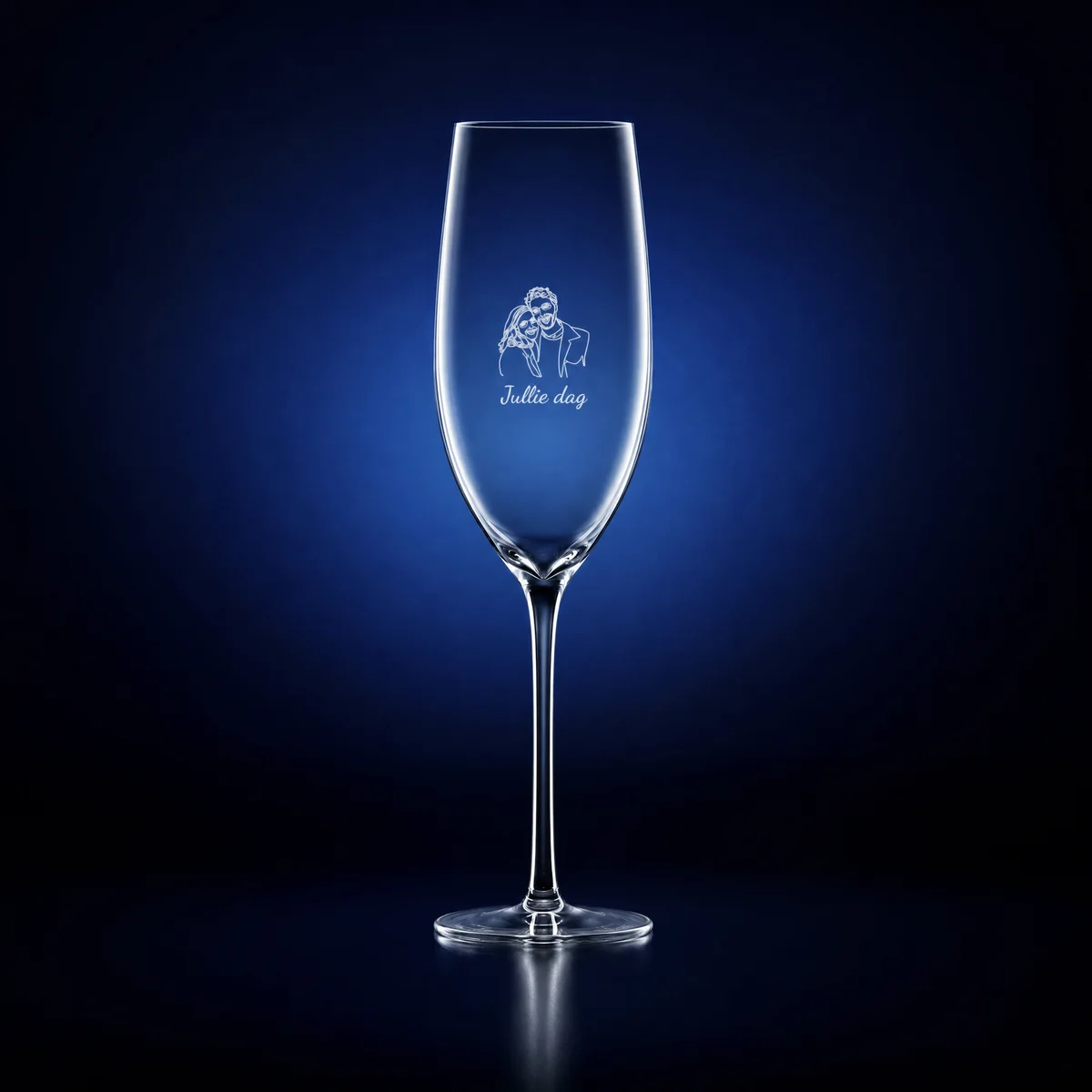 Champagne flute with a portrait in one continuous line